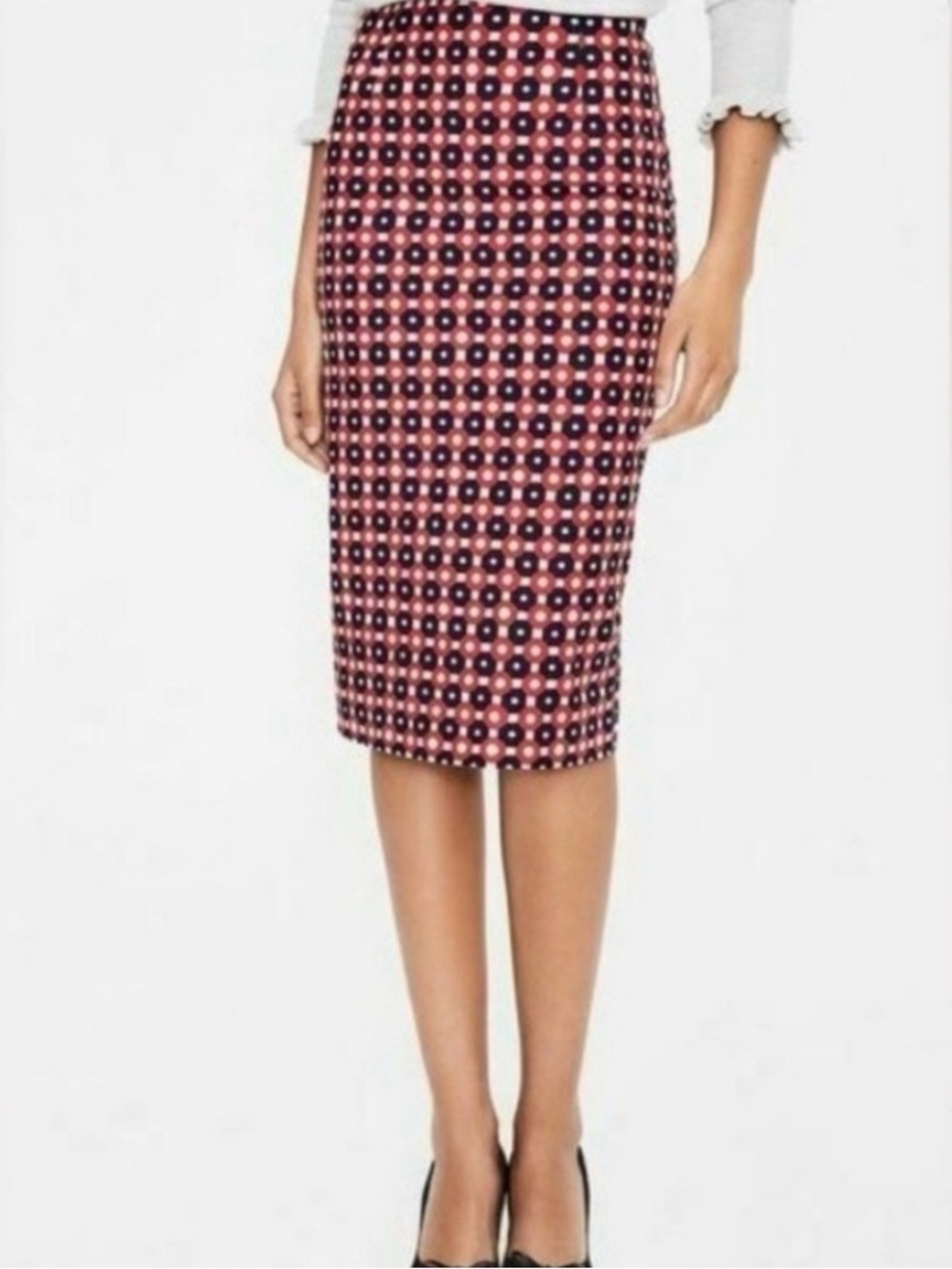 Boden Red White & Blue Round Geometric Circle Pencil Skirt Size 12R